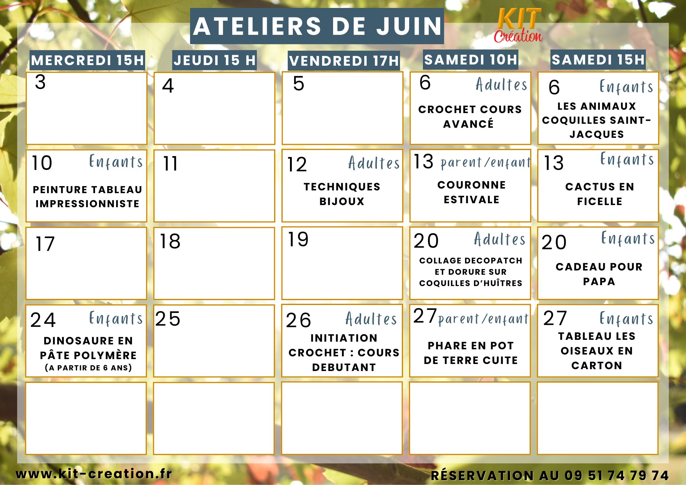 ateliers creatifs kit creation juin 2026