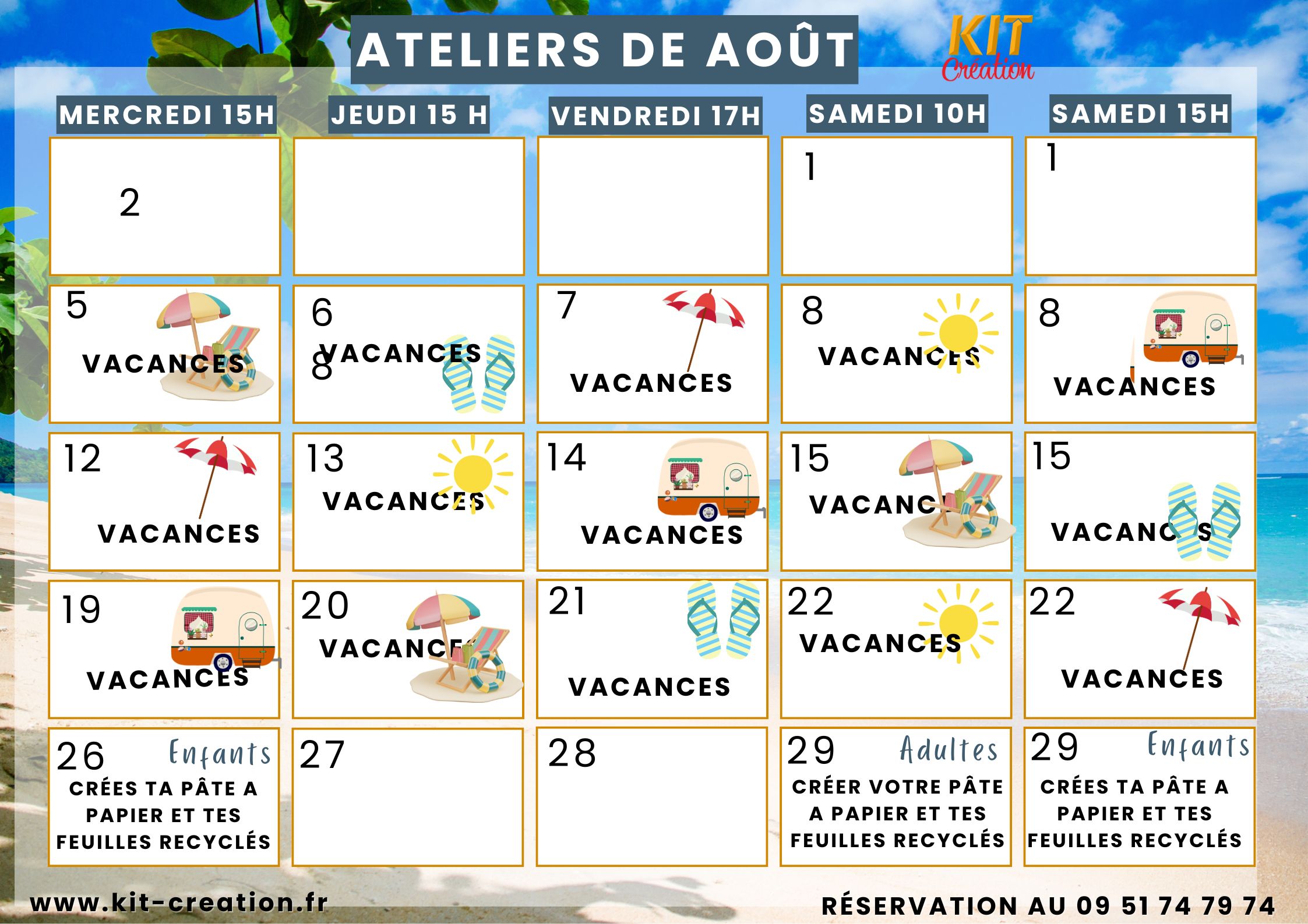 planning ateliers aout