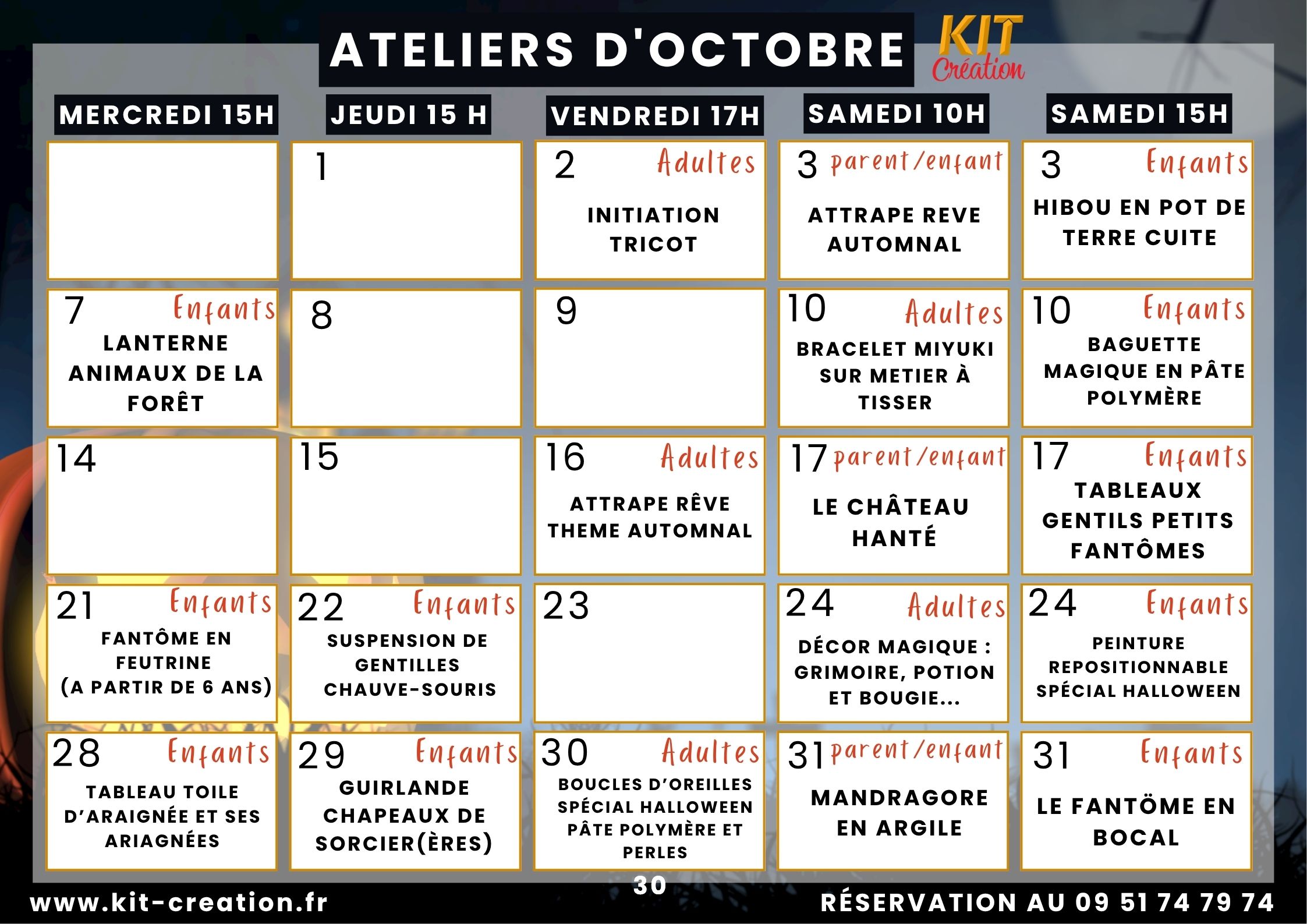 planning ateliers octobre 2026