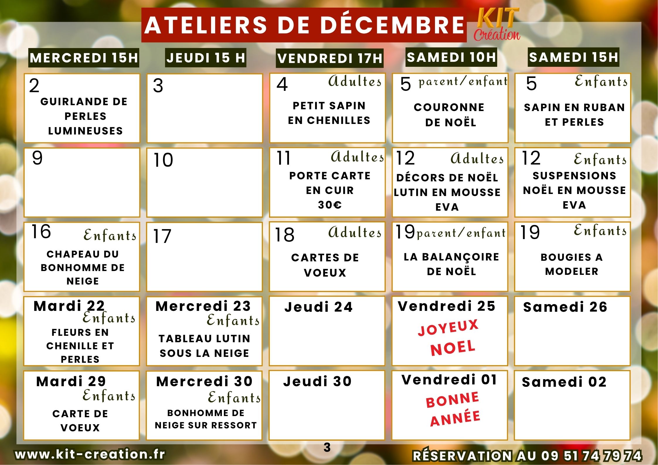 ateliers loisirs creatifs saint etienne decembre
