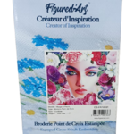 broderie point de croix visage fleuris