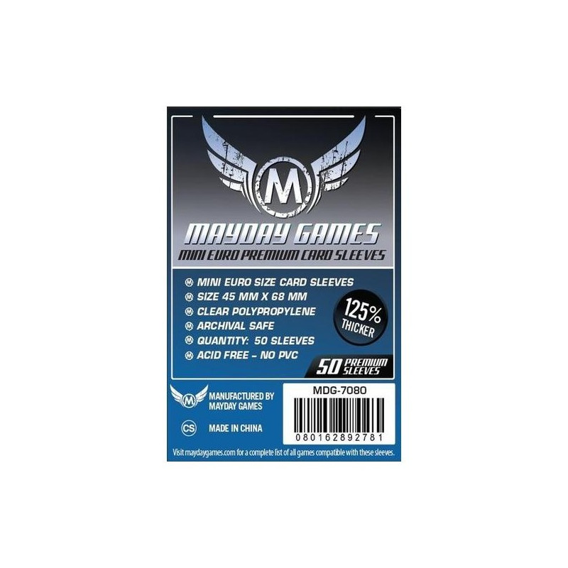 Sleeves Mini Euro Premium- 45 mm x 68 mm (x50)- Mayday Games