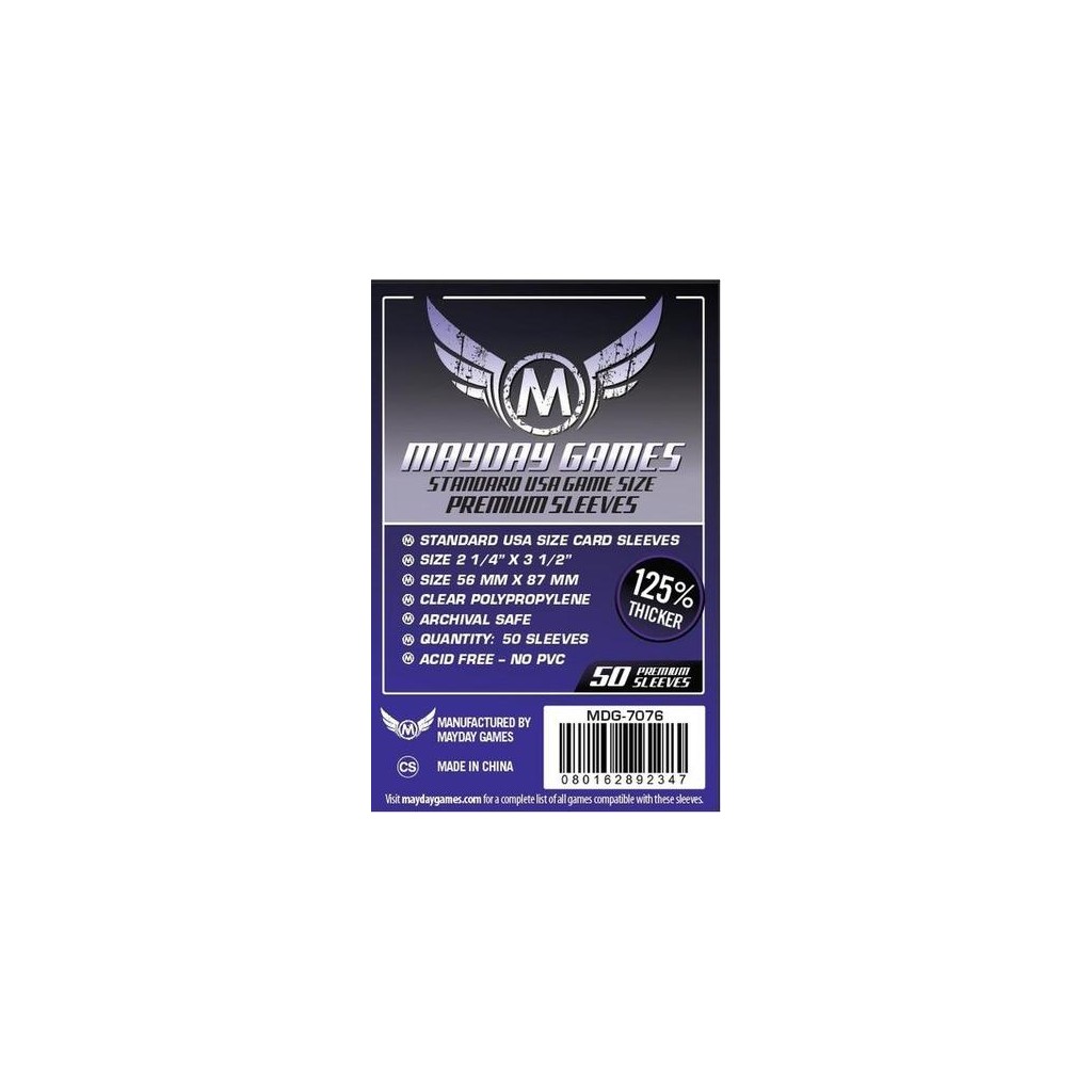 Sleeves USA Premium- 56 mm x 87 mm (x50)- Mayday Games