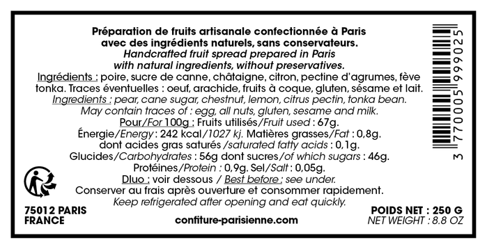 confiture-parisienne-oranessence-chataigne-poire-ingredients
