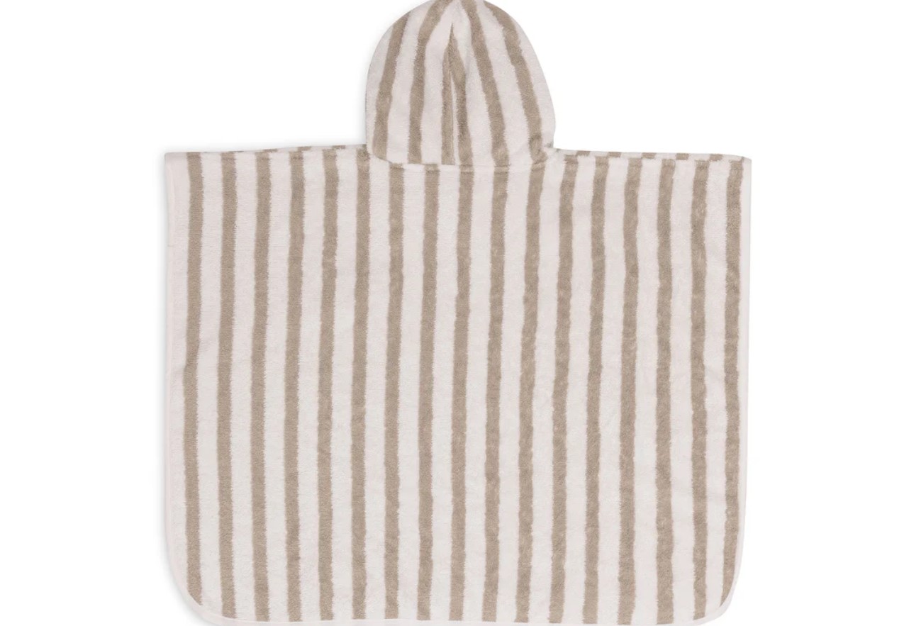 Poncho de Bain Stripe Éponge - Olive Green - GOTS 2
