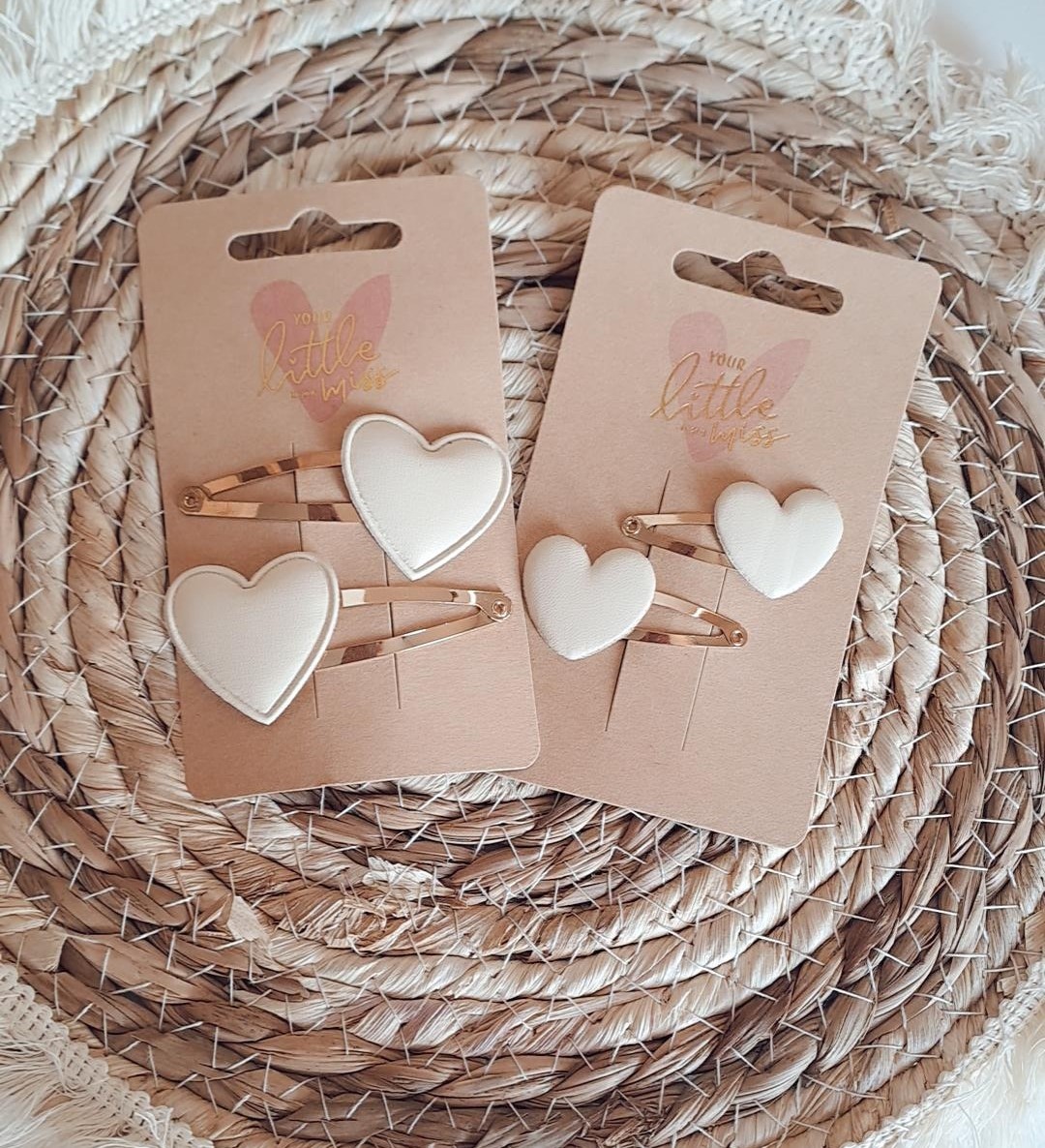 Coeur grand et petit beige