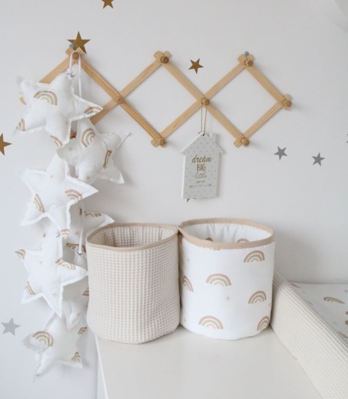 Panier en coton - gaufré rose 2