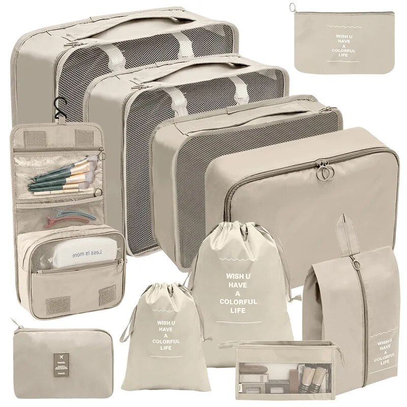 ensemble de sacs de rangement de voyage valise cubes d emballage tuis portables bagages v tements