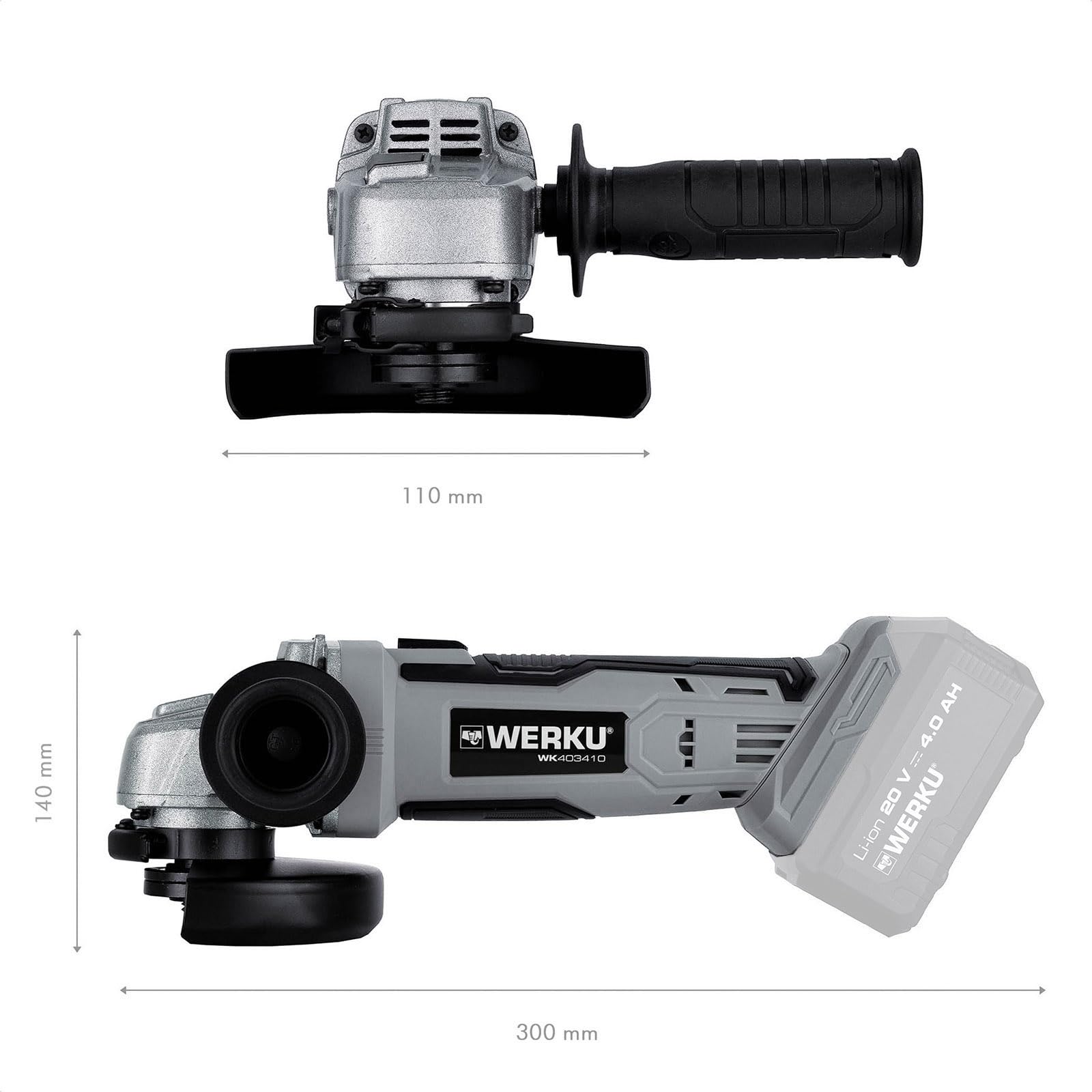 Meuleuse d’angle WERKU WK403410 avec vitesse de rotation de 9 500 tr/min