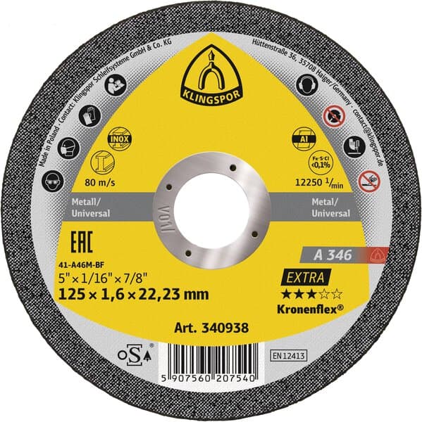 Disque à tronçonner KLINGSPOR Kronenflex A 346 EXTRA 125 × 1,6 mm