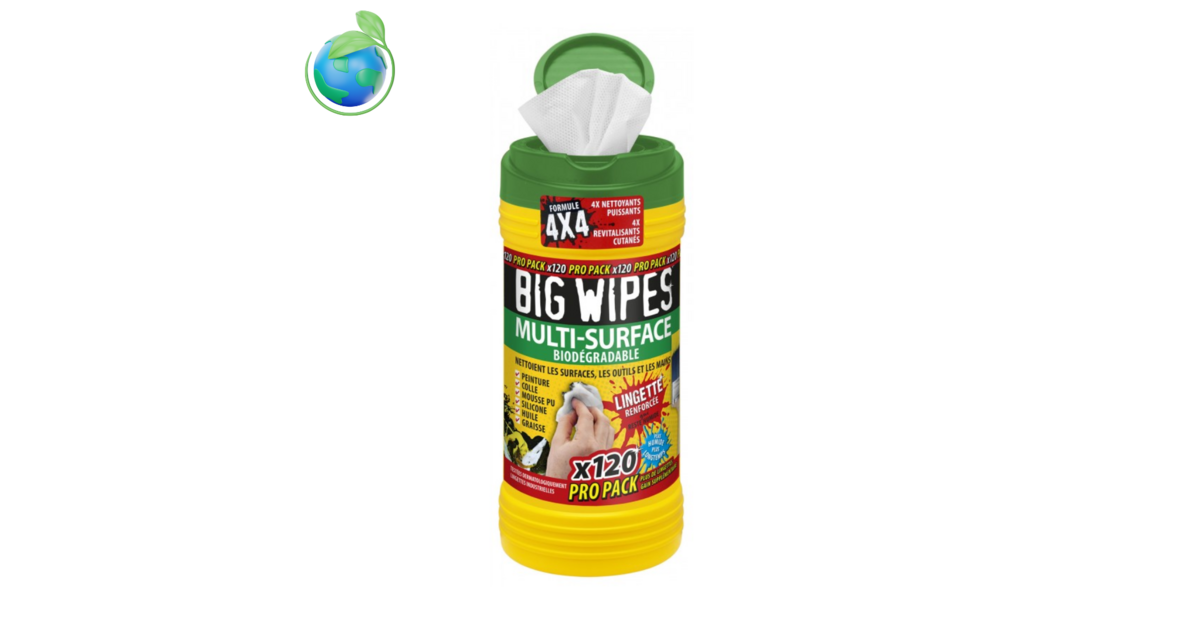 Recharge De 80 Lingettes Industrielles Big Wipes - Multi-surfaces, Biodégradables, Douces Pour La Peau