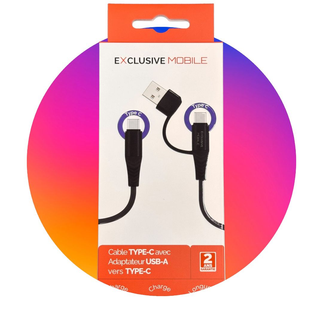 Cable Type-C avec Adaptateur USB-A vers Type C 1.5M