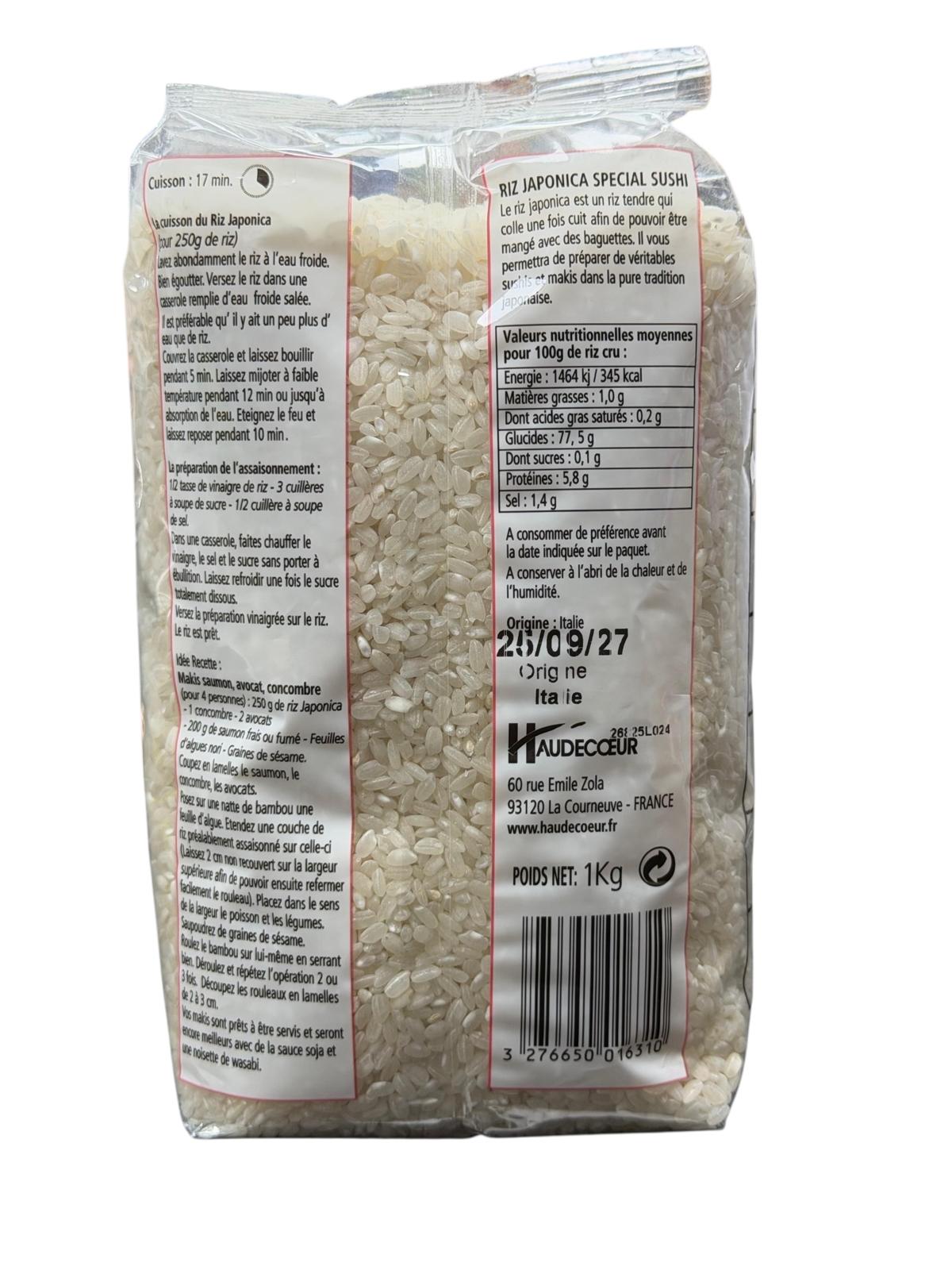 RIZ JAPONICA SPECIALE SUSHI 1KG RIZ DU MONDE24