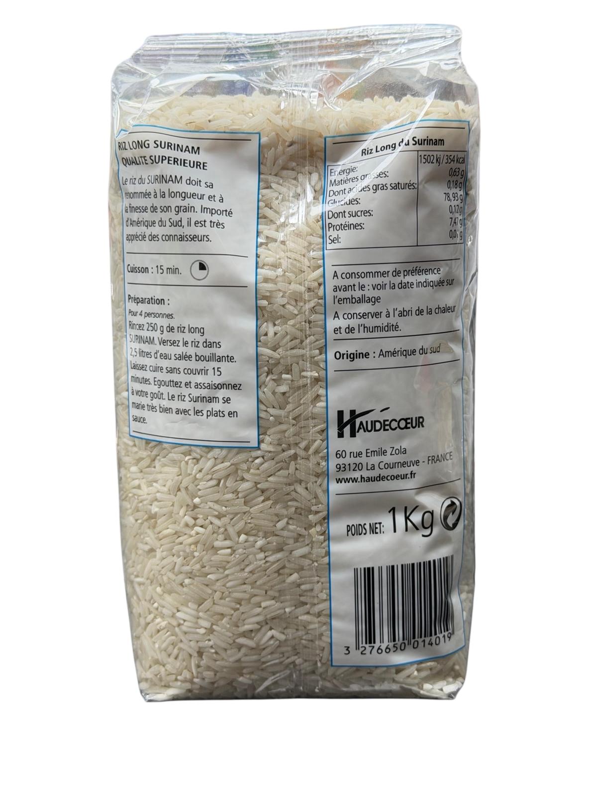 RIZ LONG PARFUME SURINAM RIZ DU MONDE 1KG
