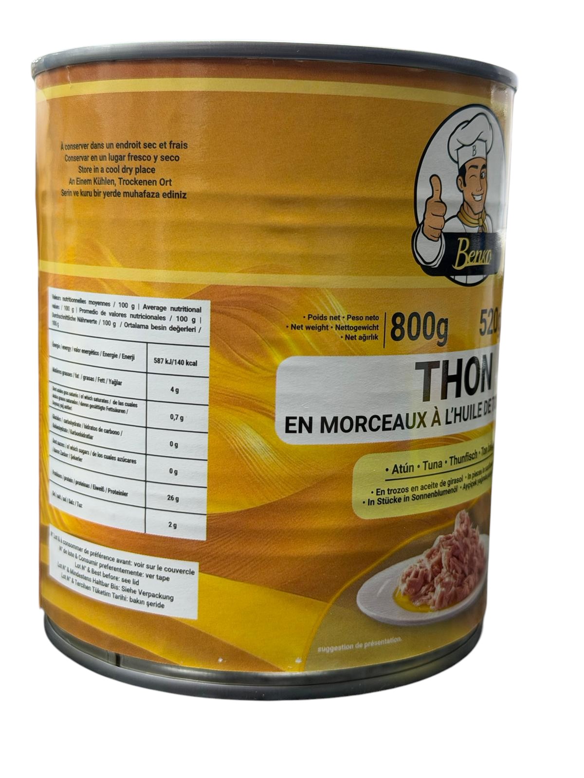 BENKO THON EN MORCEAUX A LHUILE DE TOURNESOL 800G