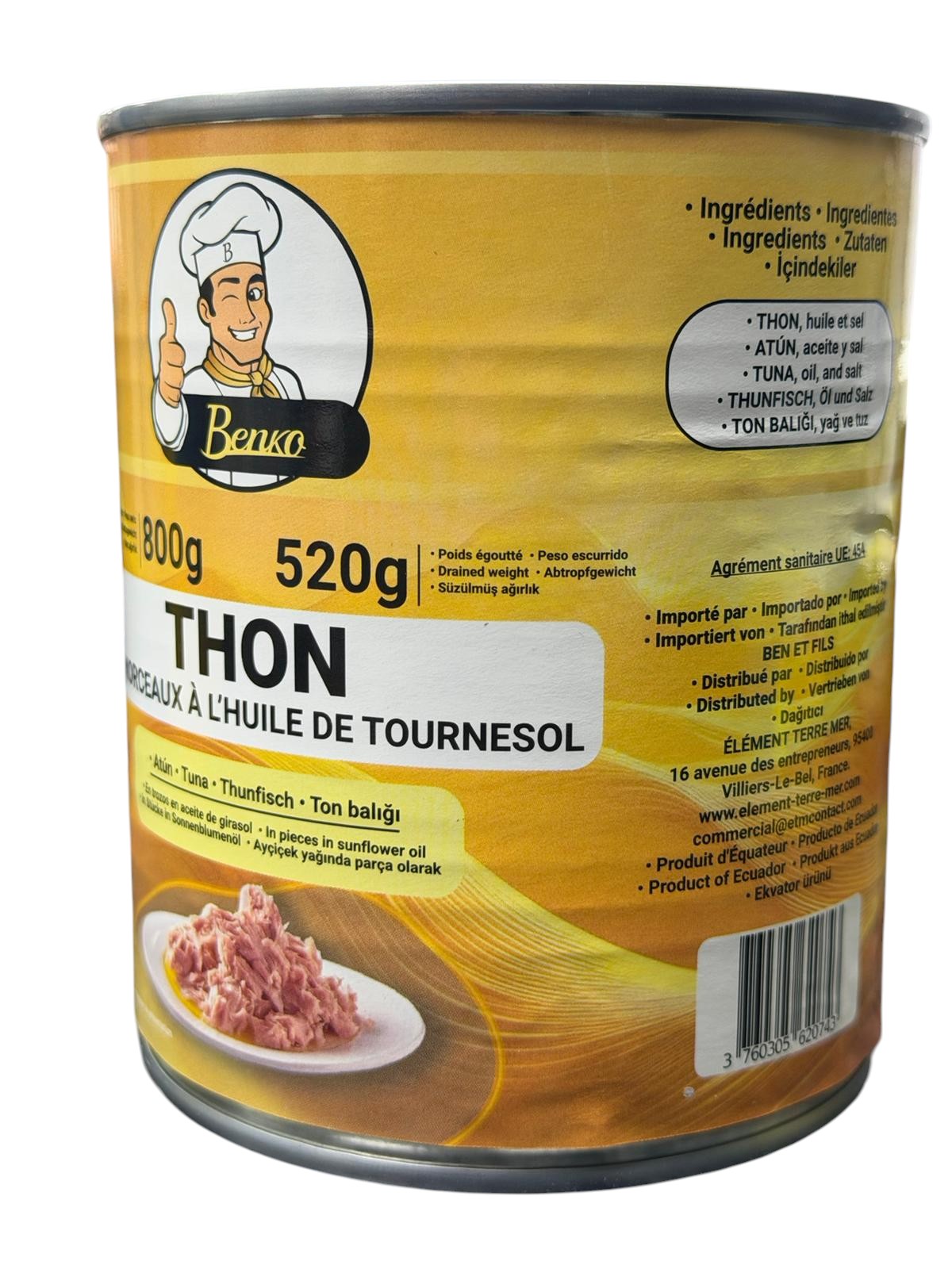 BENKO THON EN MORCEAUX A LHUILE DE TOURNESOL 800G1