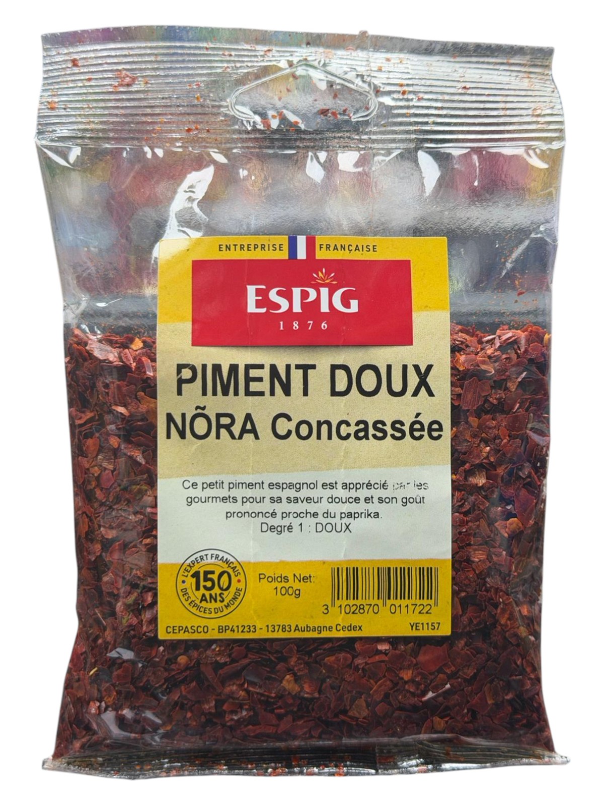 Piment doux nora concassée 100g Espig