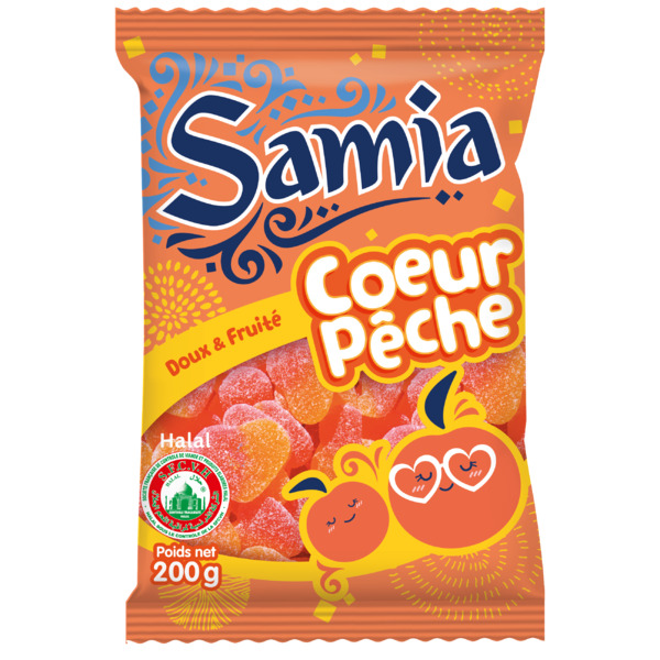 Bonbons coeur de pêche halal 200 g Samia