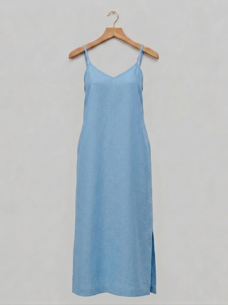 Robe en 100% lin bleu