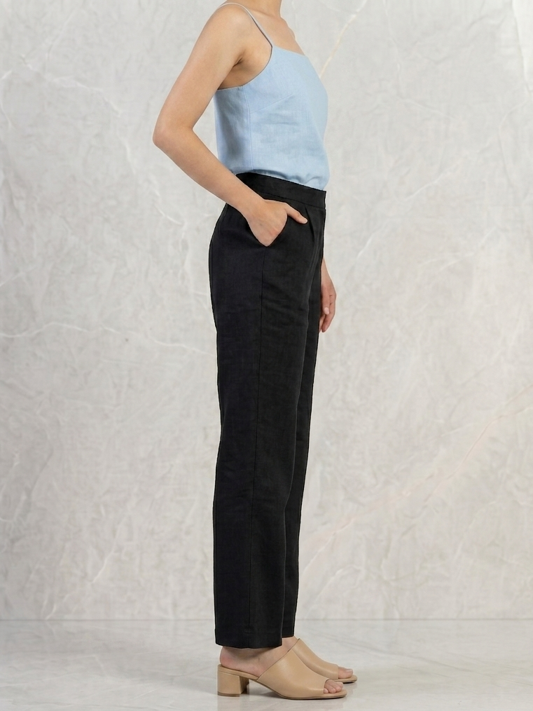Pantalon 100% lin De côté noire