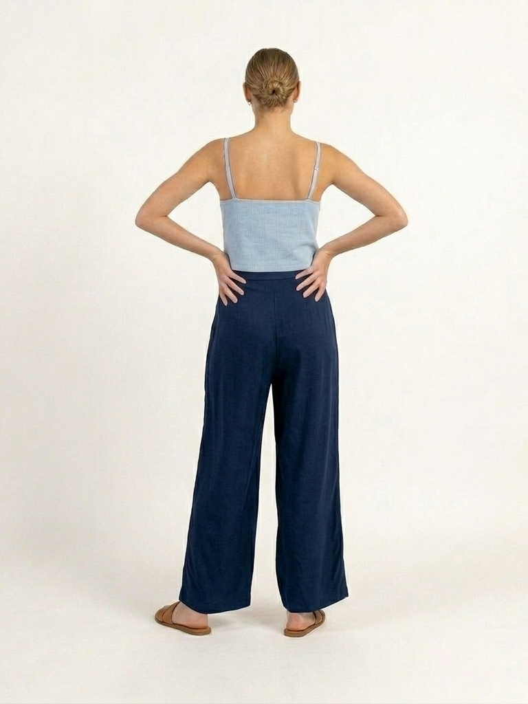 Pantalon 100% lin Derrière bleu foncé