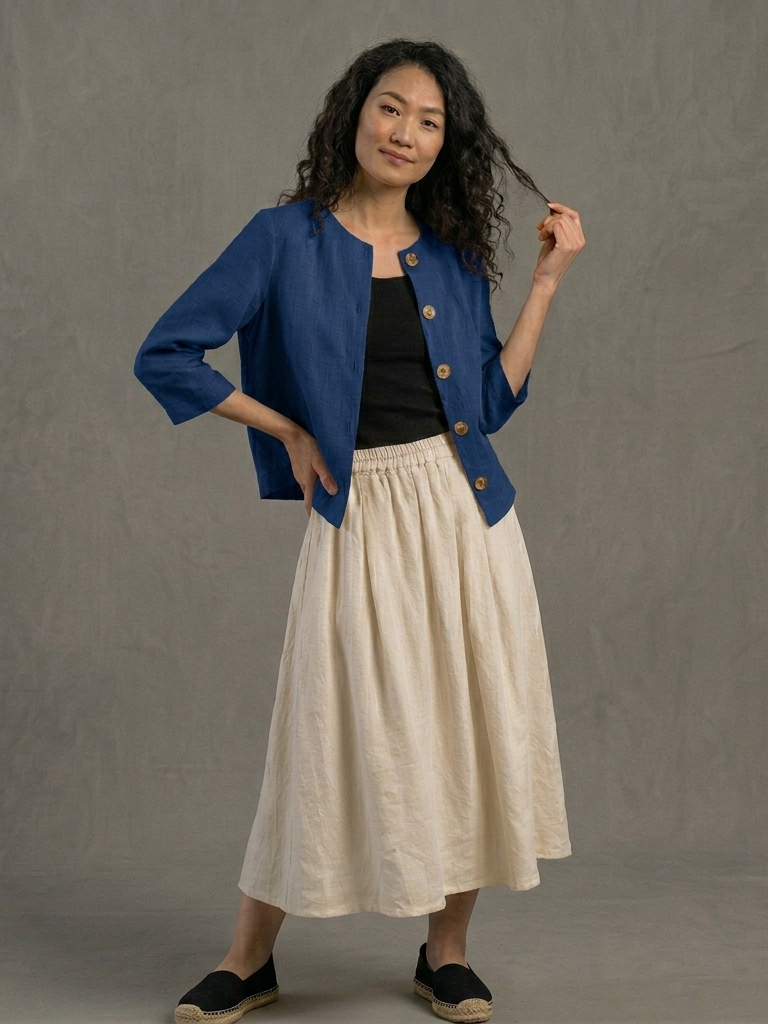 Blazer court en 100% lin