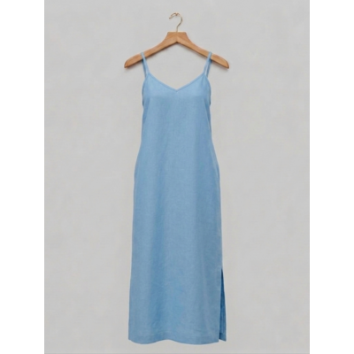 Robe en 100% lin bleu