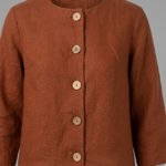 Veste 100% lin rouille Gros plan