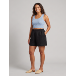 Short 100% lin noir sur mannequin