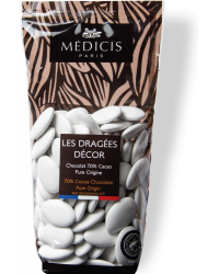 Dragées Décor chocolat 70% Cacao Pure Origine laque blanc
