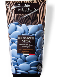 Dragées Décor chocolat 70% Cacao Pure Origine bleu galaxie