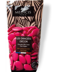 Dragées Décor chocolat 70% Pure Origine magenta