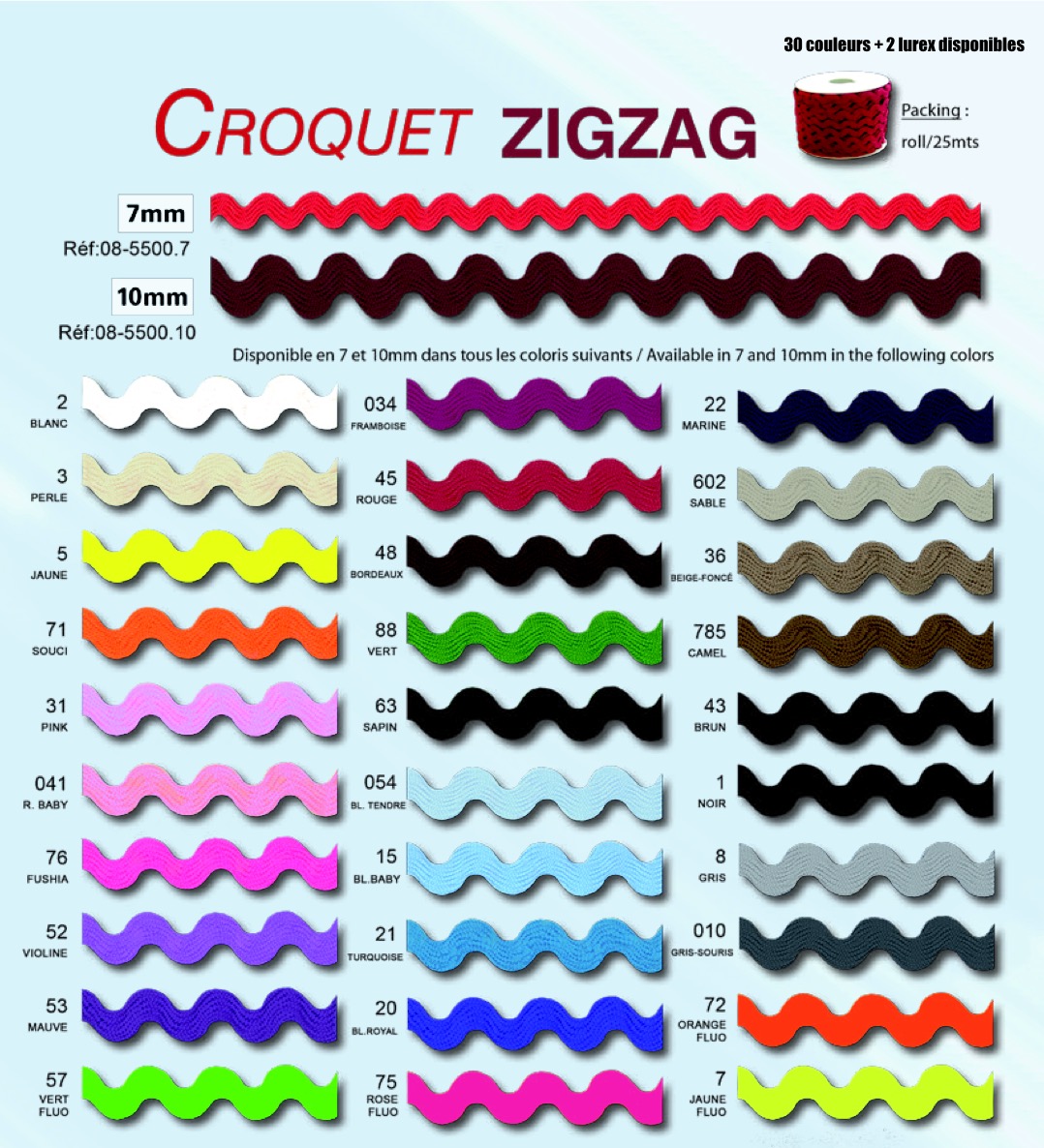 Croquet zigzag coloris-