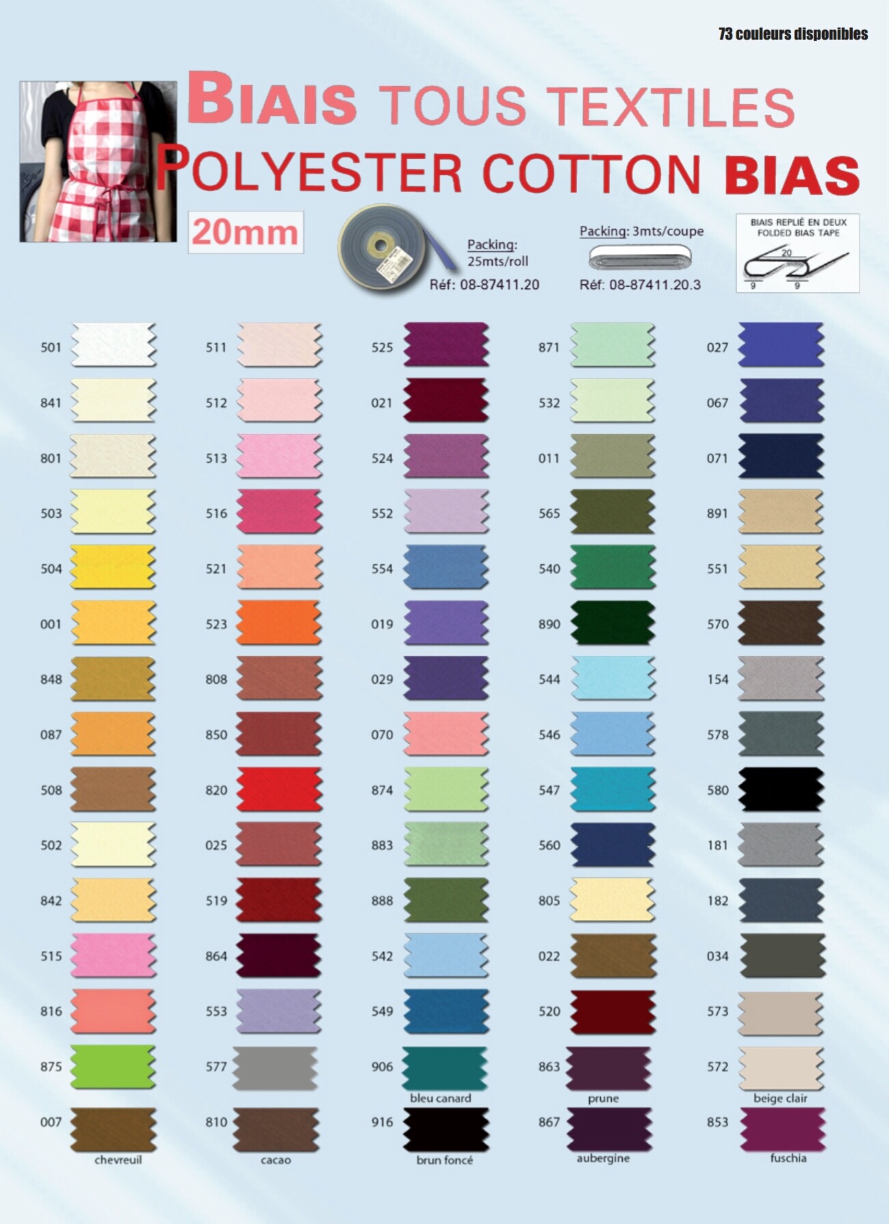 biais tous textiles 20mm polyester coton
