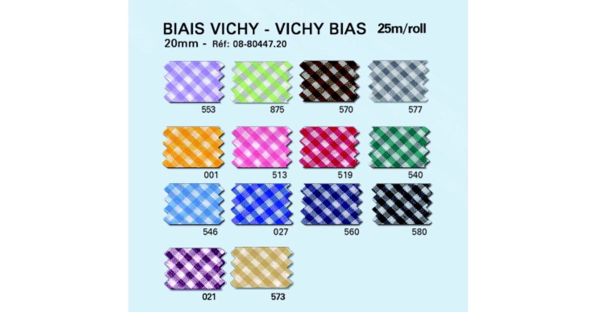 Ruban Biais Vichy Coton 30 Mm - Double Pliage - Longueur 5 M Ou 25 M - Blanc - Pour Couture, DIY, Décoration