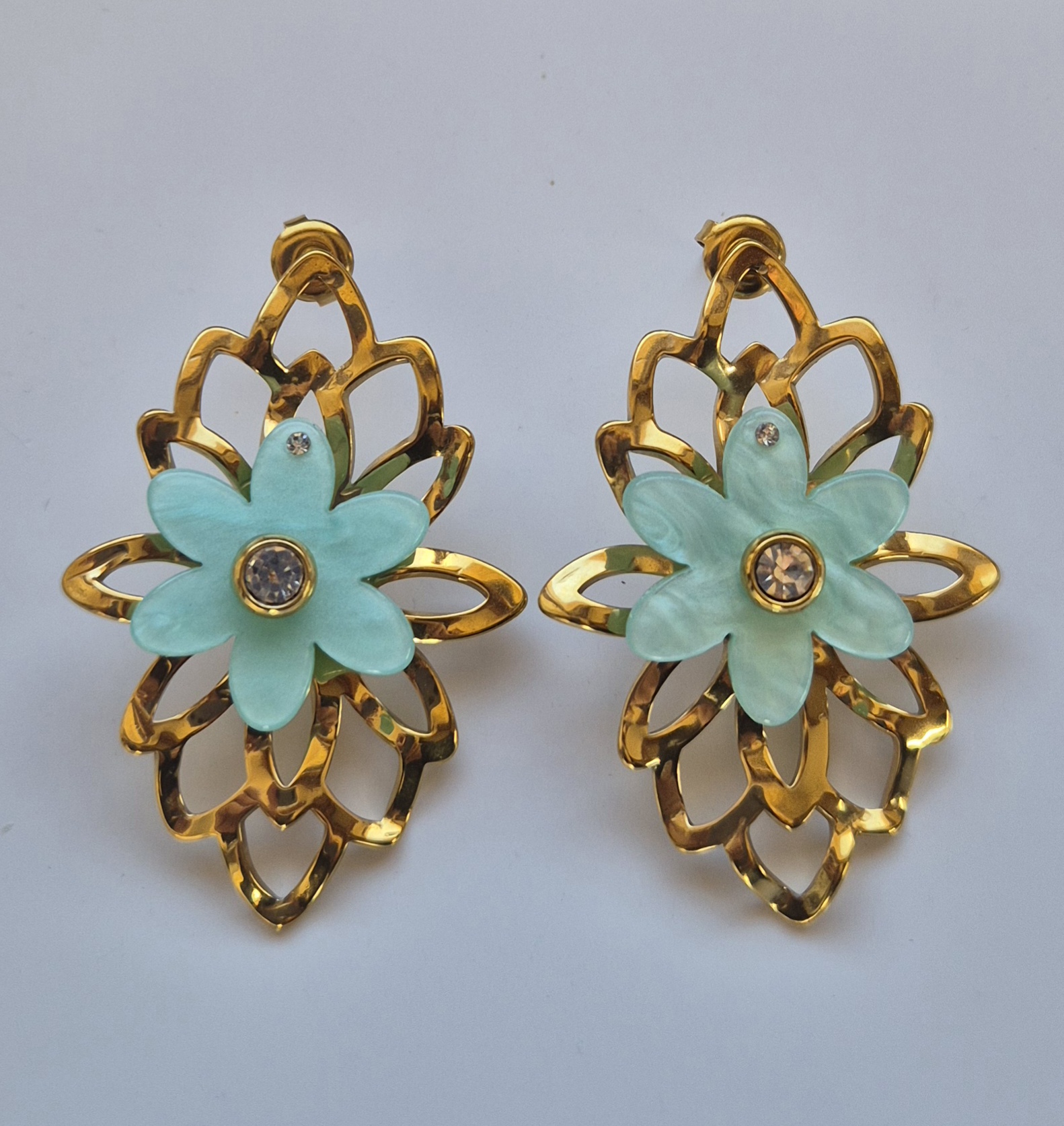 boucles doreilles baroque vert aqua