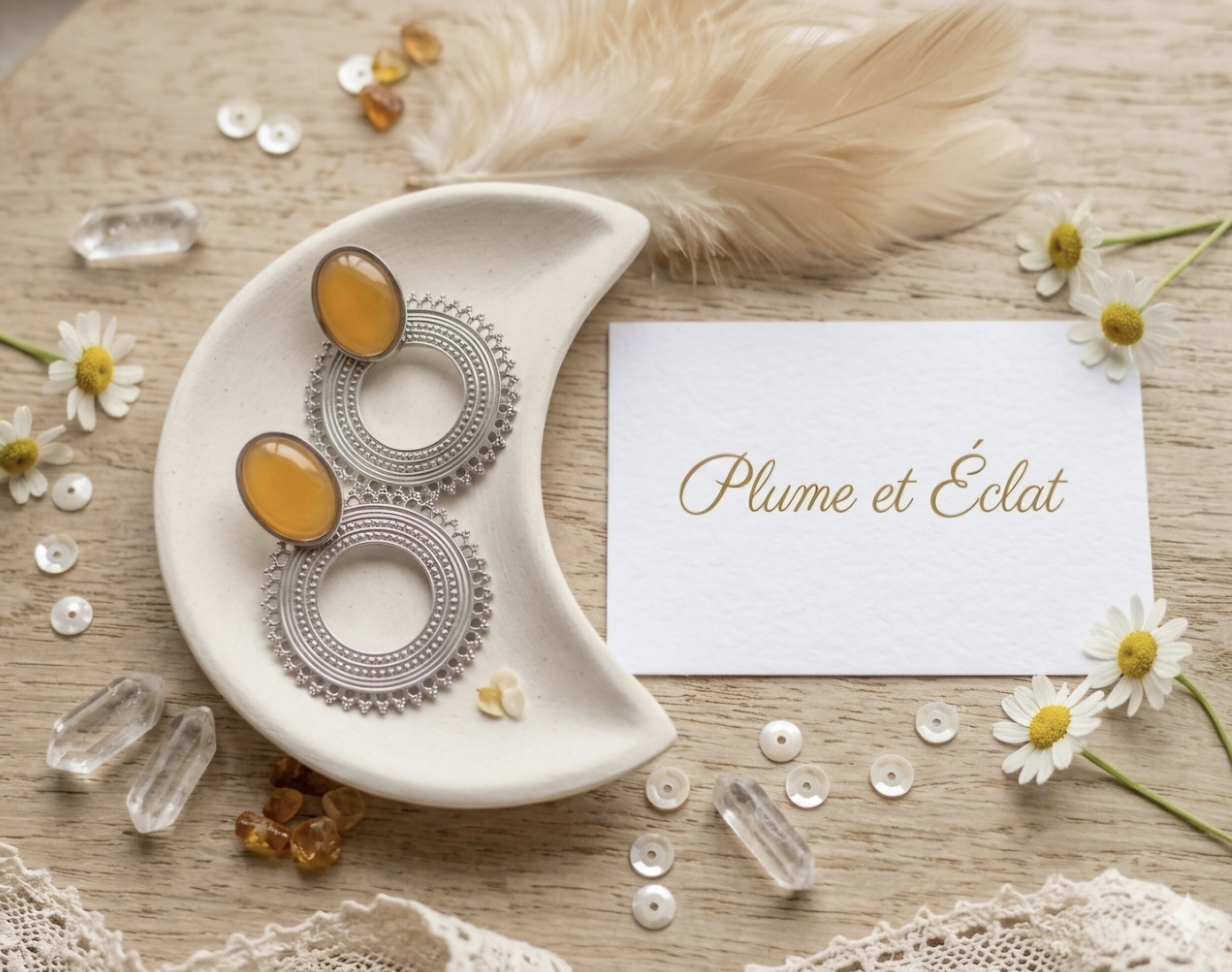 boucles doreilles soléa orange acier inoxydable argent