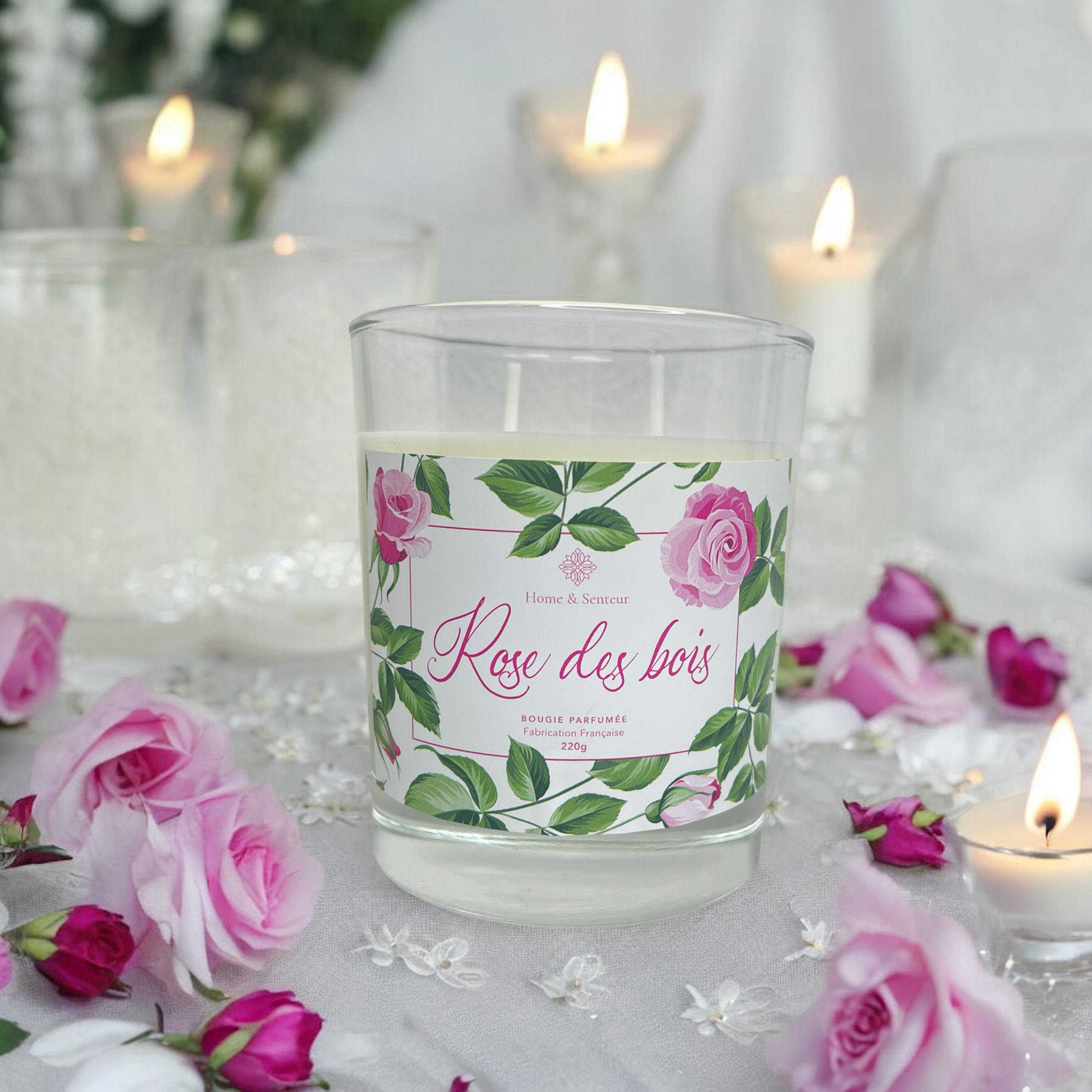 Bougies parfumée rose des bois