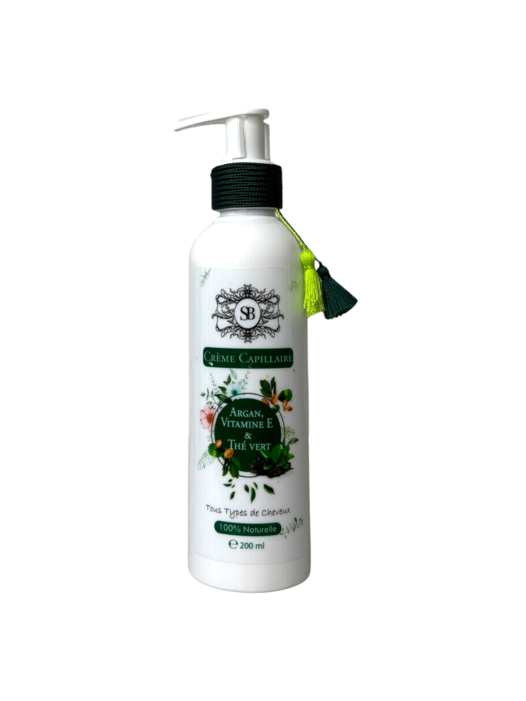 Creme capillaire argan, vitamine E, the vert 200ml -Photoroom