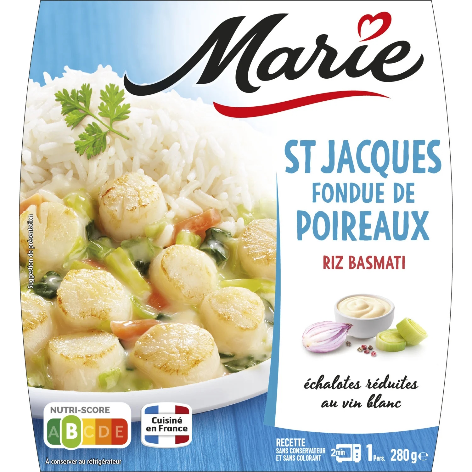 St Jacques Fondue de Poireaux Riz Basmati 280g Marie