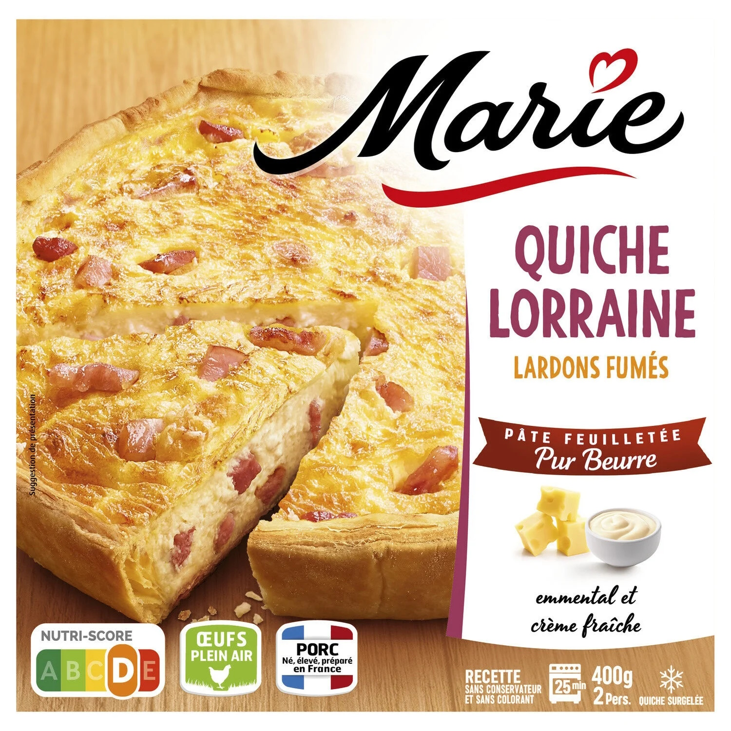 Quiche Lorraine Lardons Fumés 400g Marie