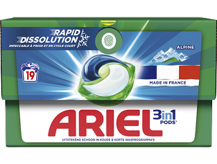 Lessive Pods x19 3 en 1 Alpine 386g Ariel