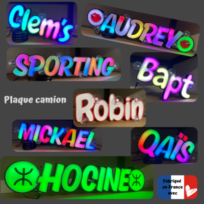 Plaque 3D lumineuse pour camion