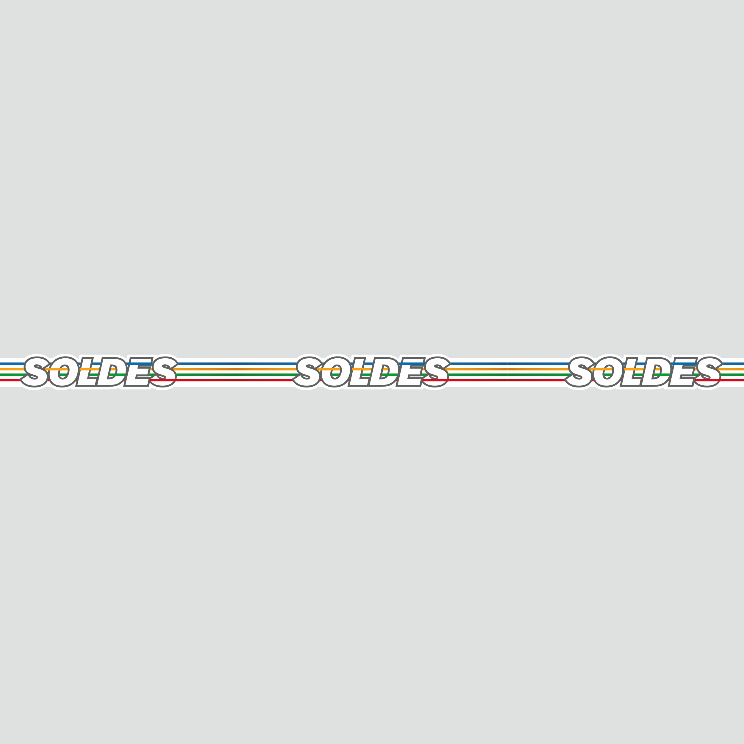 Sticker Adhésif Soldes 2500x75mm - Fond lignes de couleur découpée à la forme