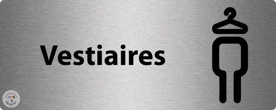 Plaque de porte alu brossé 200 x 80 mm - Vestiaires homme