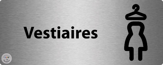 Plaque de porte alu brossé 200 x 80 mm - Vestiaires femme
