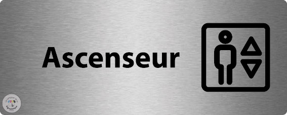 Plaque de porte alu brossé 200 x 80 mm - Ascenseur