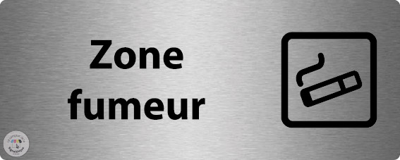 Plaque de porte alu brossé 200 x 80 mm - Zone fumeurs
