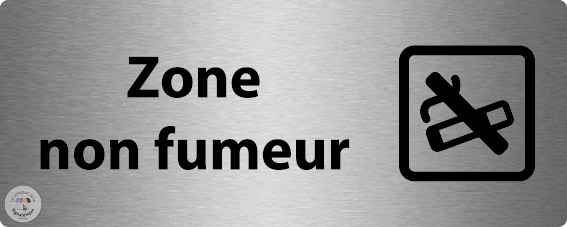 Plaque de porte alu brossé 200 x 80 mm - Zone non fumeurs