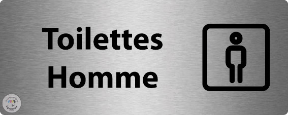 Plaque de porte alu brossé 200 x 80 mm - Toilettes homme